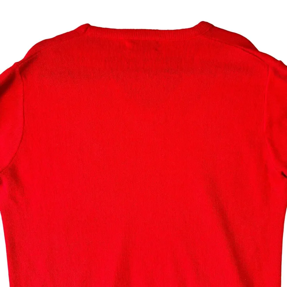 Vintage Izod Lacoste Red‎ Wool V Neck Sweater 80s Grandpa Men’s - Medium
